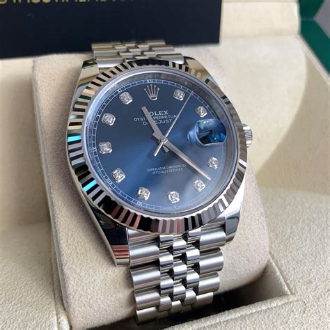 rolex datejust 41mm blu jubilee|rolex datejust 41 blue diamond.